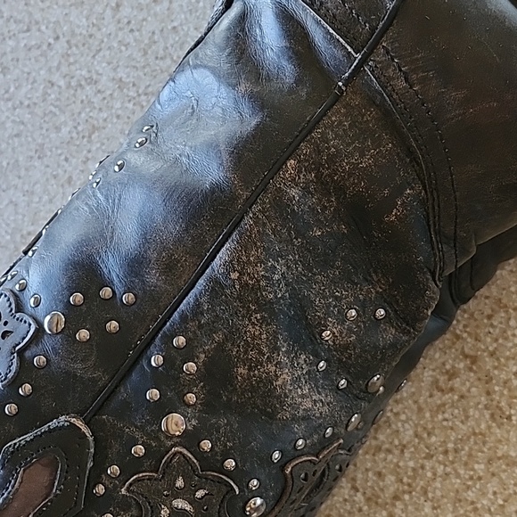 Women's Corral Fango Antiqued Studded & Silver Inlay Boots Size 9.5M - Picture 10 of 16